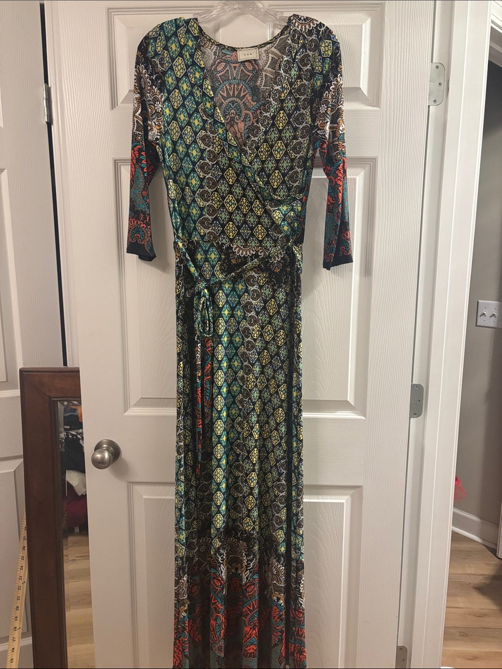 Tua Multicolor Geometric & Paisley Wrap Maxi Dress